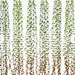 6pcs Artificial Vines Fake Greenery Garland Willow Leaves with 30 total stems